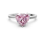 White gold Fancy Pink Heart Cut Diamond Solitaire Ring with Thin Band and Prong Setting_14