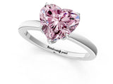 White gold Fancy Pink Heart Cut Diamond Solitaire Ring with Thin Band and Prong Setting_15