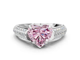 White gold Fancy Pink Heart Cut Diamond Solitaire Ring with Three-Row Pavé Band and Four-Prong Setting_50