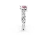 White gold Fancy Pink Heart Cut Diamond Solitaire Ring with Three-Row Pavé Band and Four-Prong Setting_52