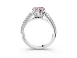 White gold Fancy Pink Heart Cut Diamond Solitaire Ring with Three-Row Pavé Band and Four-Prong Setting_52