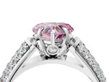 White gold Fancy Pink Heart Cut Diamond Solitaire Ring with Three-Row Pavé Band and Four-Prong Setting_54