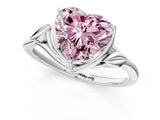 White gold Fancy Pink Heart Cut Diamond Solitaire Ring with Twist Band and Four-Prong Setting_169