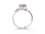 White gold Fancy Pink Heart Cut Diamond Solitaire Ring with Twist Band and Four-Prong Setting_171