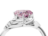 White gold Fancy Pink Heart Cut Diamond Solitaire Ring with Twist Band and Four-Prong Setting_172