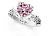 White gold Fancy Pink Heart Cut Diamond Solitaire Ring with Twisted Band and Prong Setting_336