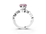 White gold Fancy Pink Heart Cut Diamond Solitaire Ring with Twisted Band and Prong Setting_338