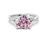 White gold Fancy Pink Heart Cut Diamond Solitaire Twist Band Prong Setting Ring_67