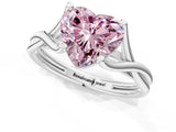 White gold Fancy Pink Heart Cut Diamond Solitaire Twist Band Prong Setting Ring_74