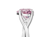 White gold Fancy Pink Heart Cut Diamond Solitaire Twist Band Prong Setting Ring_78