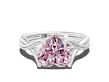 White gold Fancy Pink Heart Cut Diamond Solitaire Twist Band Prong Setting Ring_79