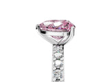 White gold Fancy Pink Heart  Cut Diamond Solitaire with Pave Band and Four-Prong Setting 5