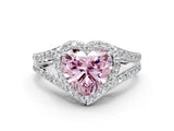White gold Fancy Pink Heart Cut Diamond Split Shank Halo Ring with Four-Prong Setting_69