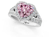 White gold Fancy Pink Heart Cut Diamond Split Shank Halo Ring with Four-Prong Setting_71