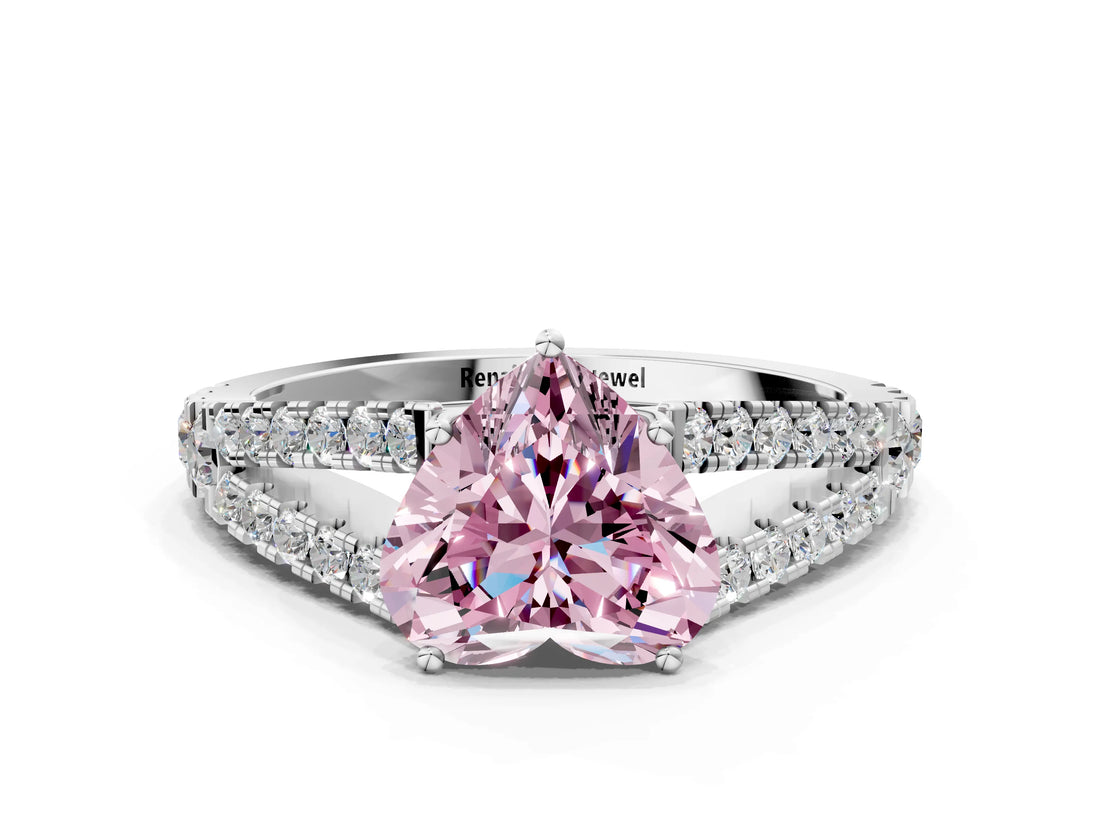 White gold Fancy Pink Heart Cut Diamond Split Shank Pavé Engagement Ring with Four-Prong Setting_86