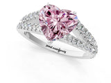 White gold Fancy Pink Heart Cut Diamond Split Shank Pavé Engagement Ring with Four-Prong Setting_87