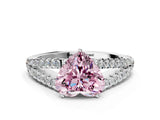White gold Fancy Pink Heart Cut Diamond Split Shank Pavé Engagement Ring with Four-Prong Setting_90