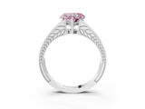 White gold Fancy Pink Heart Cut Diamond Split Shank Ring with Pavé Band and Four-Prong Setting_61