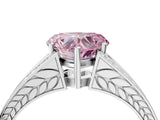 White gold Fancy Pink Heart Cut Diamond Split Shank Ring with Pavé Band and Four-Prong Setting_62