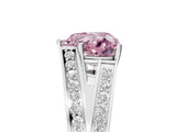 White gold Fancy Pink Heart Cut Diamond Split Shank Ring with Pavé Band and Four-Prong Setting_63