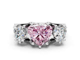 White gold Fancy Pink Heart Cut Diamond Three-Stone Ring with Channel Set Band and Four-Prong Setting_64