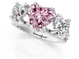 White gold Fancy Pink Heart Cut Diamond Three-Stone Ring with Channel Set Band and Four-Prong Setting_65