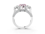 White gold Fancy Pink Heart Cut Diamond Three-Stone Ring with Channel Set Band and Four-Prong Setting_67