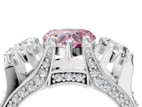 White gold Fancy Pink Heart Cut Diamond Three-Stone Ring with Channel Set Band and Four-Prong Setting_68