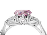White gold Fancy Pink Heart Cut Diamond Three-Stone Ring with Pear  Side Stones and Prong Setting_112