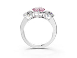 White gold Fancy Pink Heart Cut Diamond Three-Stone Ring with Prong Setting and Classic Band_137