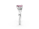 White gold Fancy Pink Heart Cut Diamond Three-Stone Ring with Prong Setting and Classic Band_138