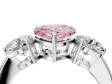 White gold Fancy Pink Heart Cut Diamond Three-Stone Ring with Prong Setting and Classic Band_138
