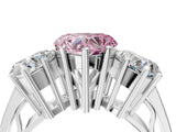 White gold Fancy Pink Heart Cut Diamond Three-Stone Ring with Prong Setting and Textured Band_16