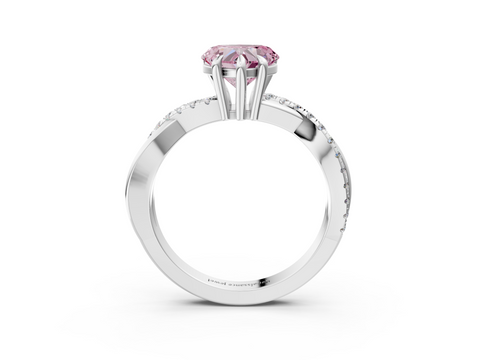 White gold Fancy Pink Heart  Cut Diamond Twist Band Solitaire with Prong Setting_38