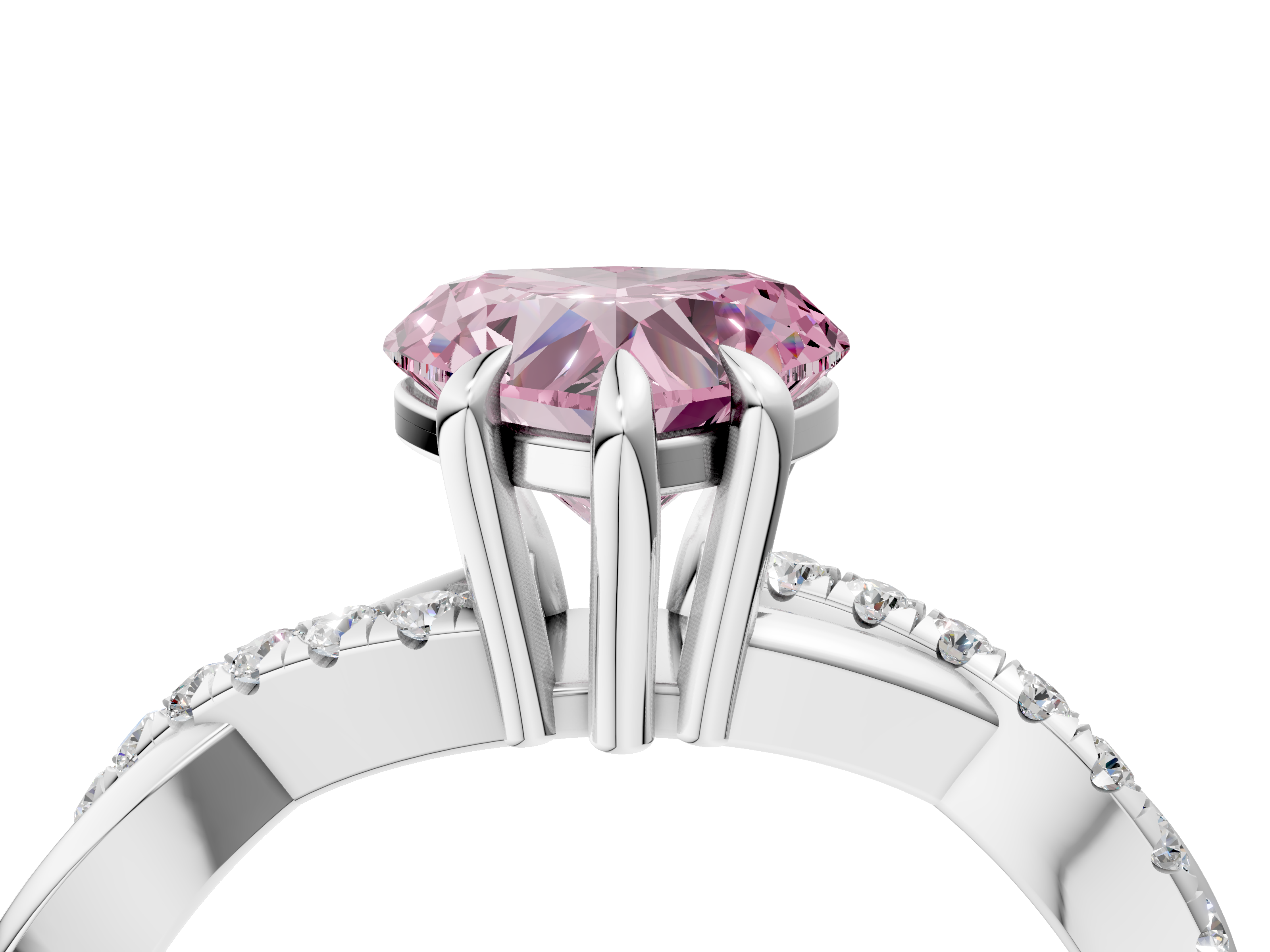 White gold Fancy Pink Heart  Cut Diamond Twist Band Solitaire with Prong Setting_39