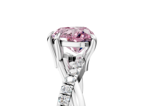 White gold Fancy Pink Heart  Cut Diamond Twist Band Solitaire with Prong Setting_40