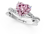 White gold Fancy Pink Heart  Cut Diamond Twist Band Solitaire with Prong Setting_42