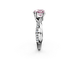 White gold Fancy Pink Heart  Cut Diamond Twist Band Solitaire with Prong Setting_43