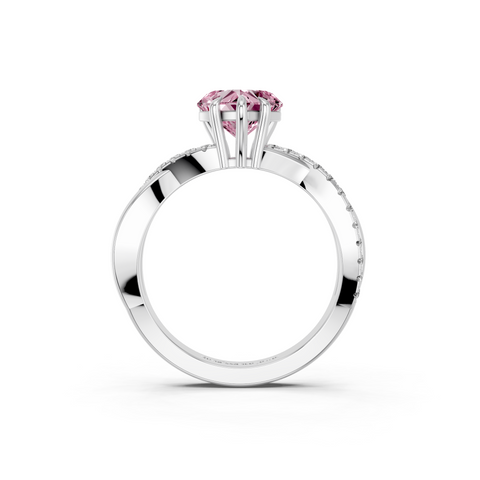 White gold Fancy Pink Heart  Cut Diamond Twist Band Solitaire with Prong Setting_5