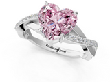 White gold Fancy Pink Heart  Cut Diamond Twisted Band Engagement Ring with Prong Setting_4