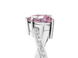White gold Fancy Pink Heart  Cut Diamond Twisted Band Engagement Ring with Prong Setting_8