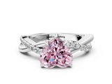 White gold Fancy Pink Heart  Cut Diamond Twisted Band with Pavé Setting and Four-Prong Setting_20