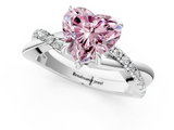 White gold Fancy Pink Heart  Cut Diamond Twisted Band with Pavé Setting and Four-Prong Setting_21