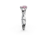 White gold Fancy Pink Heart  Cut Diamond Twisted Band with Pavé Setting and Four-Prong Setting_22