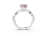 White gold Fancy Pink Heart  Cut Diamond Twisted Band with Pavé Setting and Four-Prong Setting_23