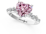 White gold Fancy Pink Heart  Cut Diamond Vine Band with Four-Prong Setting_58