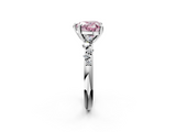 White gold Fancy Pink Heart  Cut Diamond Vine Band with Four-Prong Setting_59