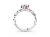 White gold Fancy Pink Heart  Cut Diamond Vine Band with Four-Prong Setting_60