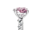 White gold Fancy Pink Heart  Cut Diamond Vine Band with Four-Prong Setting_62
