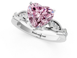 White gold Fancy Pink Heart  Cut Diamond with Milgrain Marquise and Bezel Accents on a Solitaire Band with Prong Setting_208